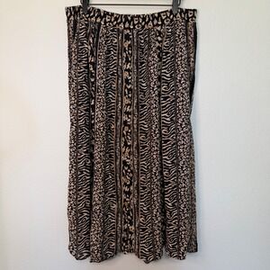 Vintage Koret - Animal Print Midi Skirt Plus Size 16 See Flaws